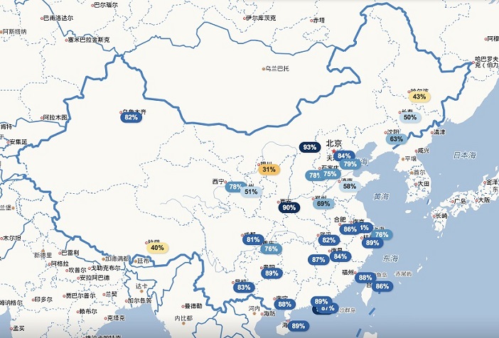全国湿度示意图